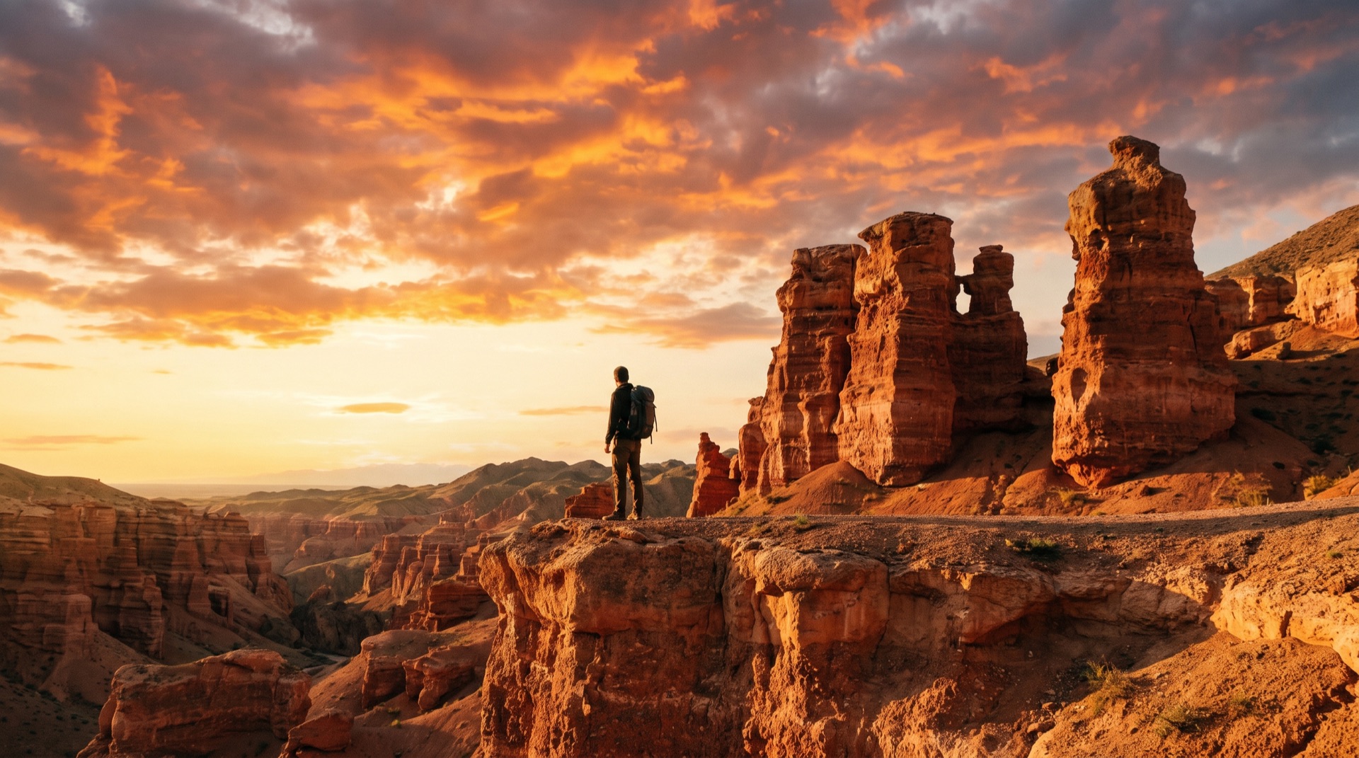 Charyn Canyon Kazakhstan saat golden hour